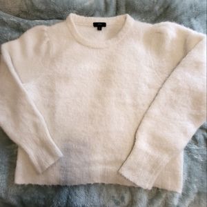 J-Crew Cream, Puff-sleeve crewneck sweater in XL